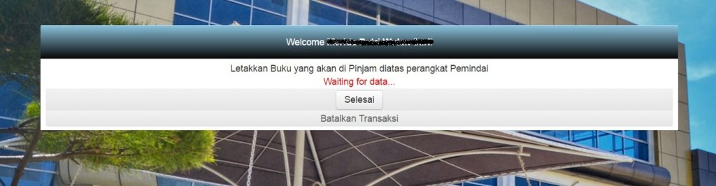 Aplikasi LMS - Halaman Pemindai Buku untuk melakukan tracking buku melalui perangkat RFID