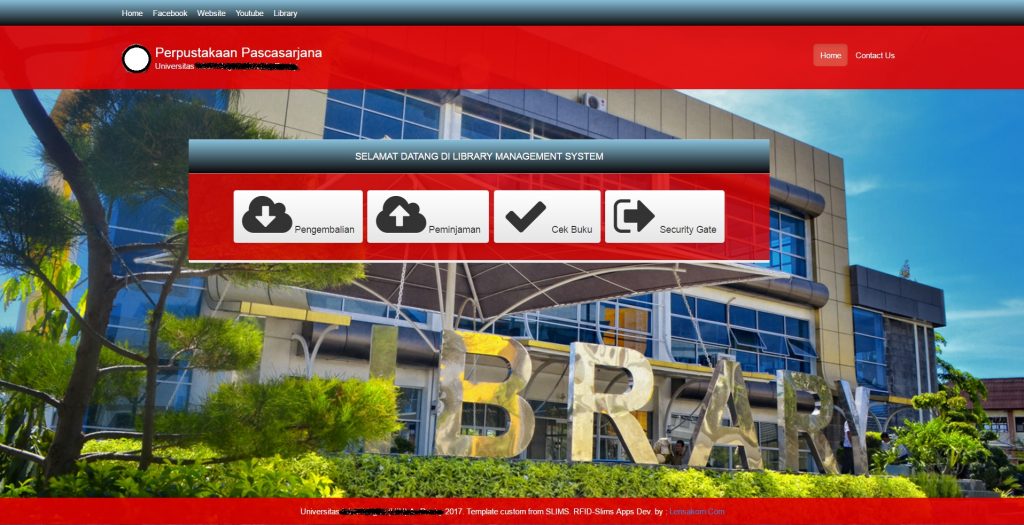 Aplikasi LMS - Halaman Utama Aplikasi Library Management System Berbasis RFID (Terintegrasi SLiMS)